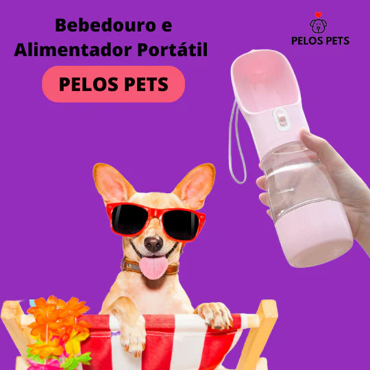 Bebedouro e Alimentador Portátil Pelos Pets (Cães e Gatos)