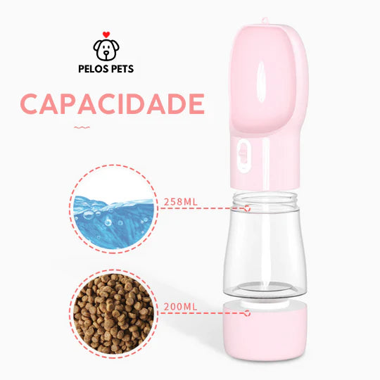 Bebedouro e Alimentador Portátil Pelos Pets (Cães e Gatos)