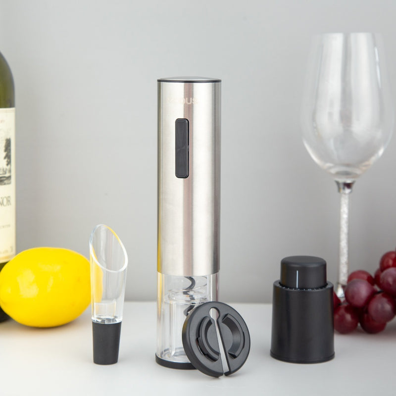 Modus Abridor De Vinho Garrafa Automático Elétrico Kit 4 Peças Cor Usb-prata